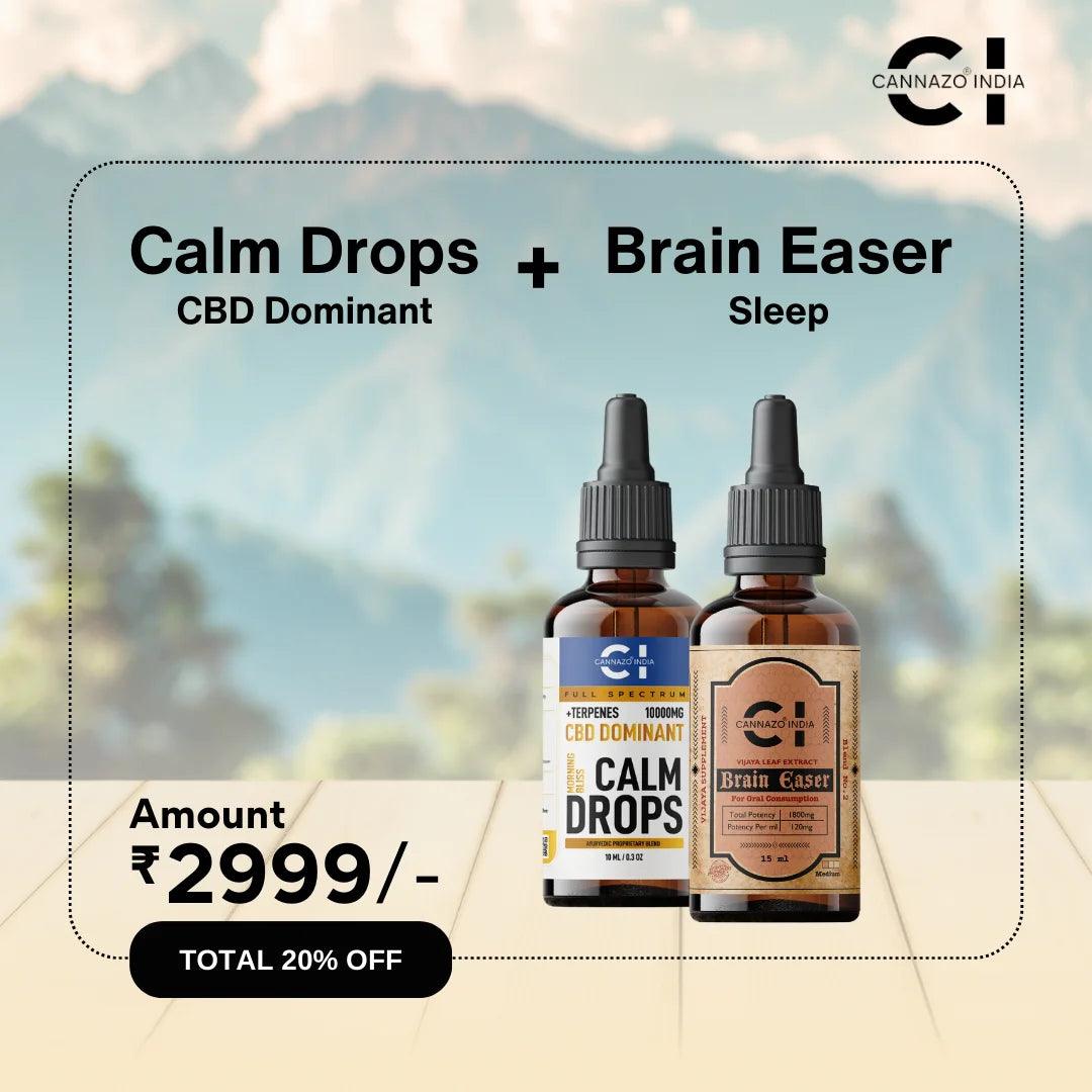Cannazo- Sleep And Rejuvenation- Calm Drops + Brain Easer SleepWellness BundlesSleep Aid Drops - Calm Brain Easer | Restful Nights Kit