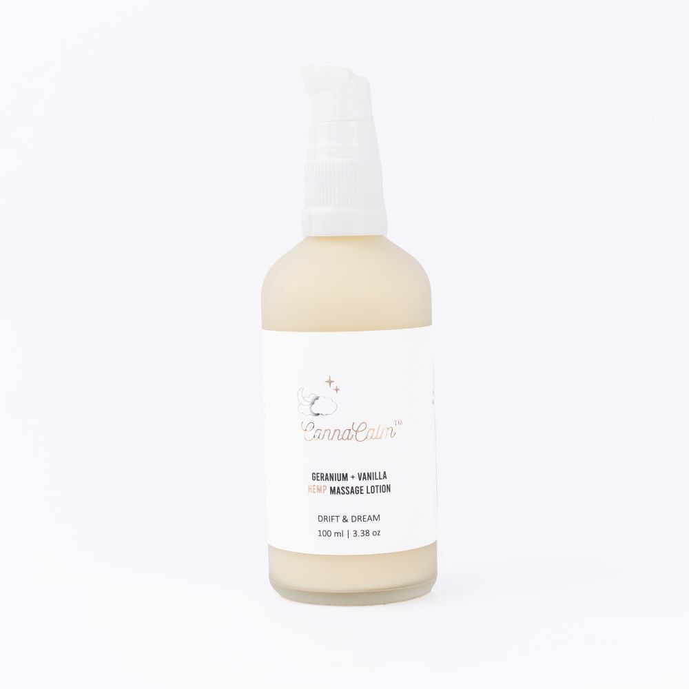 River Remedy- Hemp Massage Lotions-Geranium + VanillaHemp Massage LotionsRiver Remedy Hemp Massage Lotions - Geranium Vanilla | Soothes Muscles