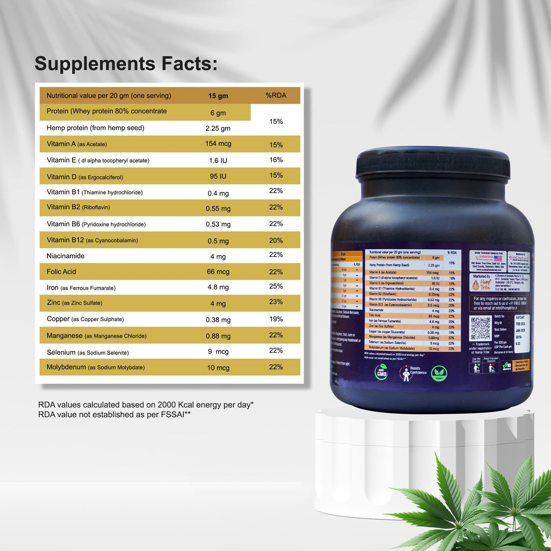 Hemp Tribe- MuscleFit | Natural Nutrition for Muscle Growth and RecoveryMultivitamin SupplementsHemp Tribe MuscleFit - Hemp Protein Recovery | Natural Nutrition