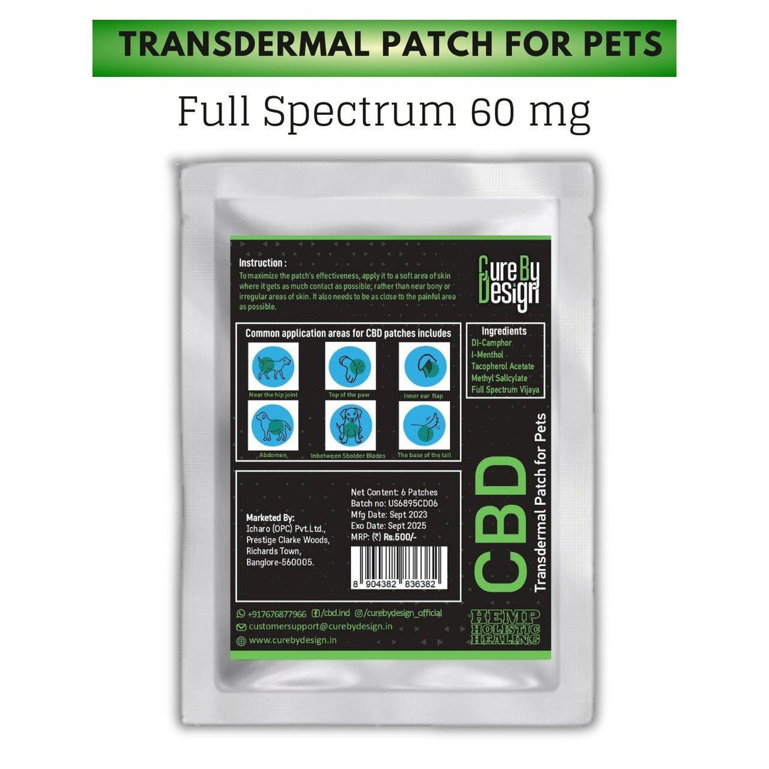Cure By Design- CBD Transdermal Patch for Pets Full Spectrum 60mgPet MedicineCure By Design- CBD Patch for Pets Pain Relief | Fast Action