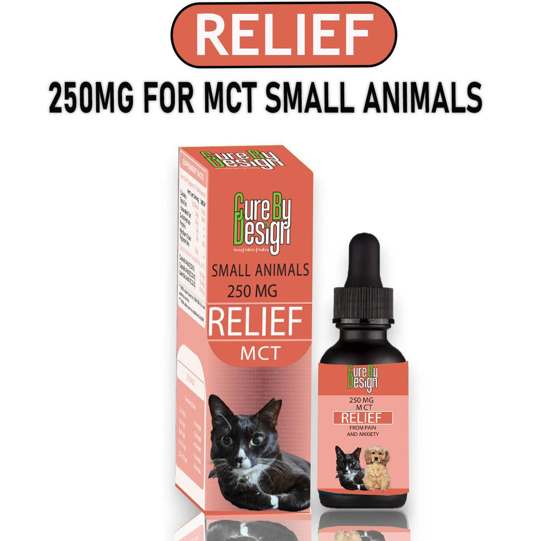 Cure By Design- Relief 250mg CBD for Small Animals (MCT)Pet CBD oilRelief CBD for Small Animals - Cure By Design | Quick Support