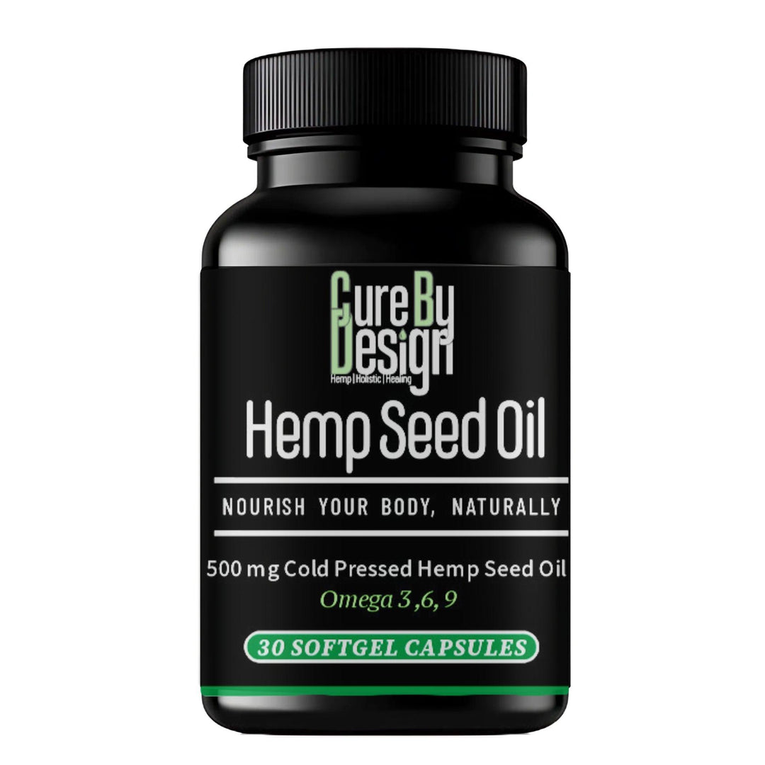 Cure By Design Hemp Seed Oil Softgel Capsule 500mgHemp Seed Oil SoftgelCure By Design Hemp Seed Oil Softgel Capsules 500mg | Heart Health, Skin, Immune Support
