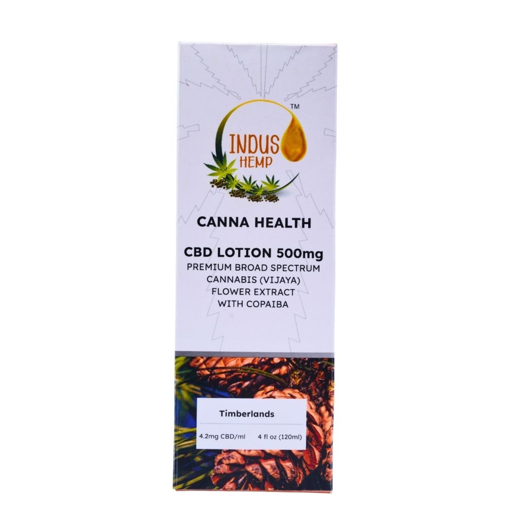 INDUS HEMP CANNA HEALTH CBD Lotion 500mg – Timberlands | Broad-Spectrum Cannabis (Vijaya) Flower Extract with Copaiba | Deep Muscle & Joint Relief, Anti-Inflammatory, Hydrating & Non-Greasy, Earthy Forest Aroma