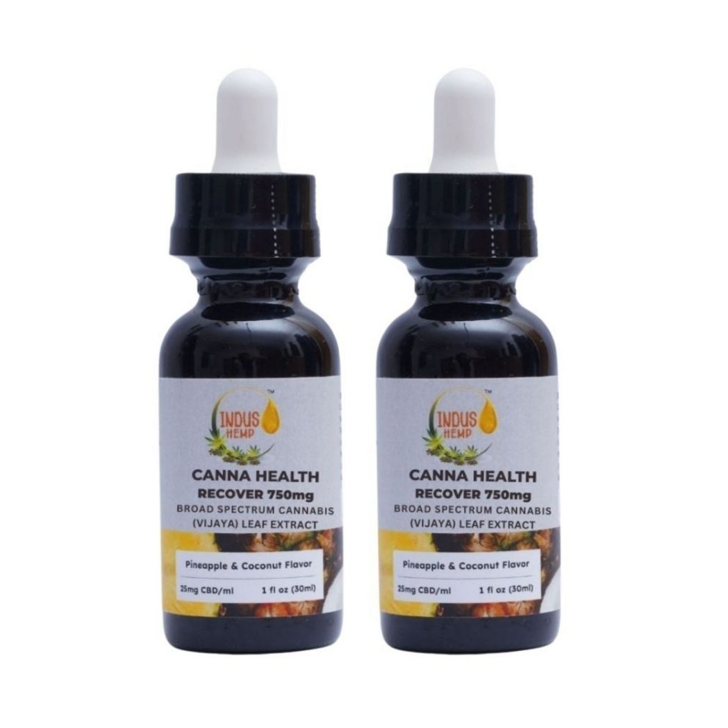 INDUS HEMP CANNA HEALTH CBD Recover 750mg – Pineapple & Coconut Flavour| Combo Pack of 2 | Broad Spectrum Cannabis (Vijaya)  Leaf Extract | Joint Recovery, Arthritis & Inflammation Relief