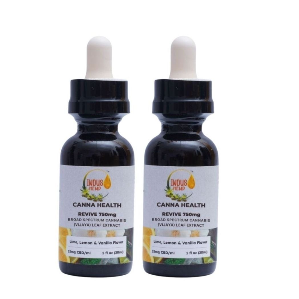 INDUS HEMP CANNA HEALTH CBD Revive 750mg – Peppermint & Lime Flavour | Combo Pack of 2| Broad Spectrum Cannabis (Vijaya)  Leaf Extract | Stress, Stiffness, Joint Pains, Brain Fog, Recuperation