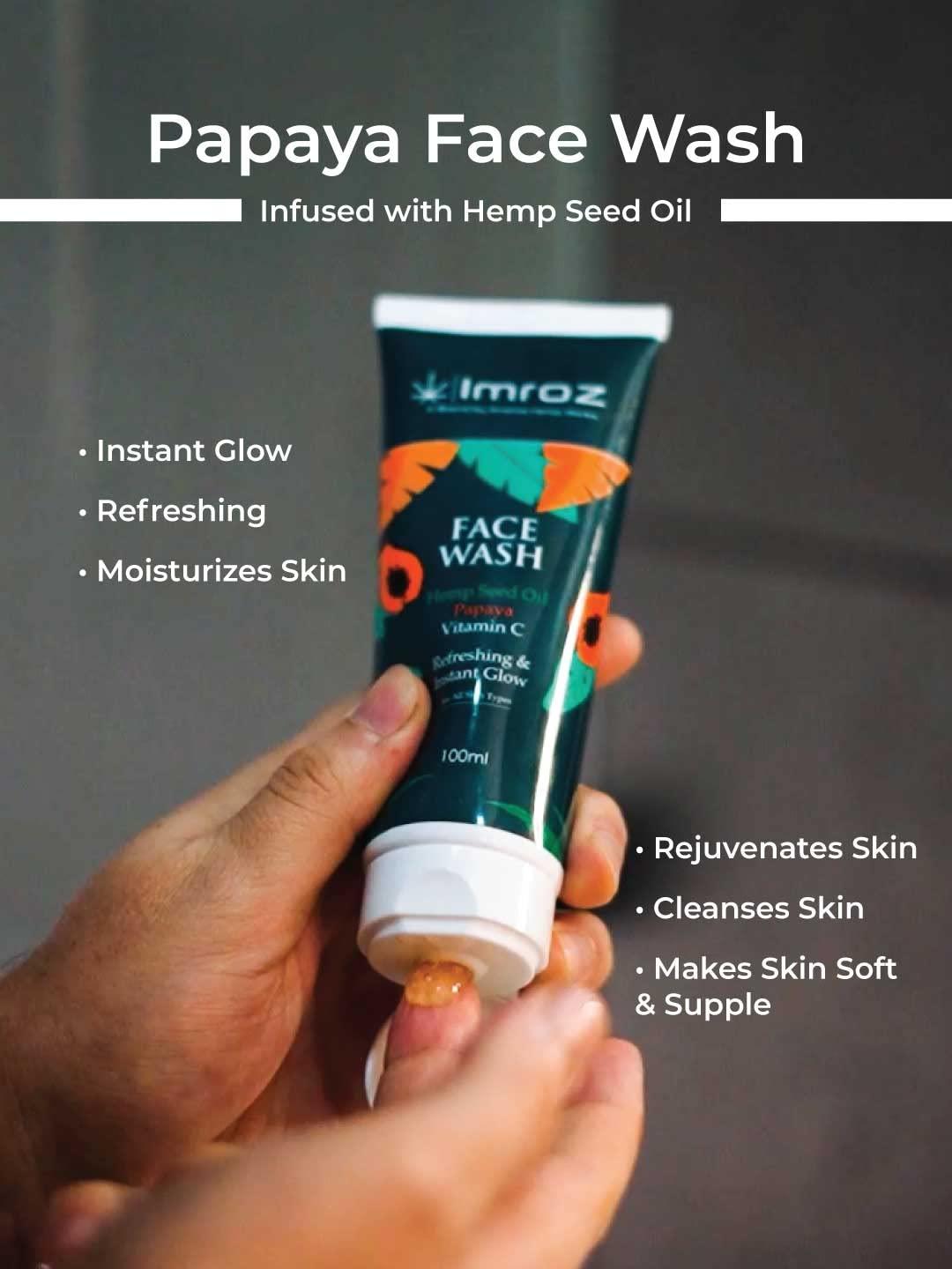 Imroz - Face Wash With Hemp Seed Oil & Papaya - 100 mlSkin CareFace Wash With Hemp Seed Oil & Papaya | Hemp Beauty Products | CSIN