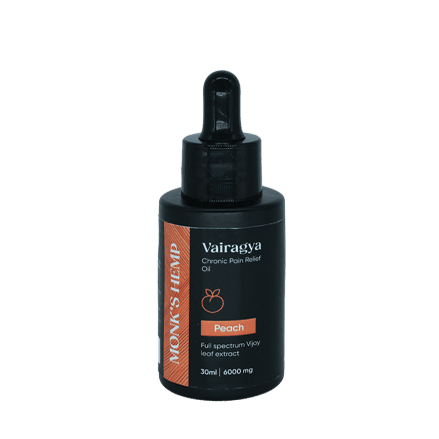 CBD + THC Oil - Monk's Hemp Vairagya - The Ultimate Relief CBD Oil (1:1) - Peach (30ML)
