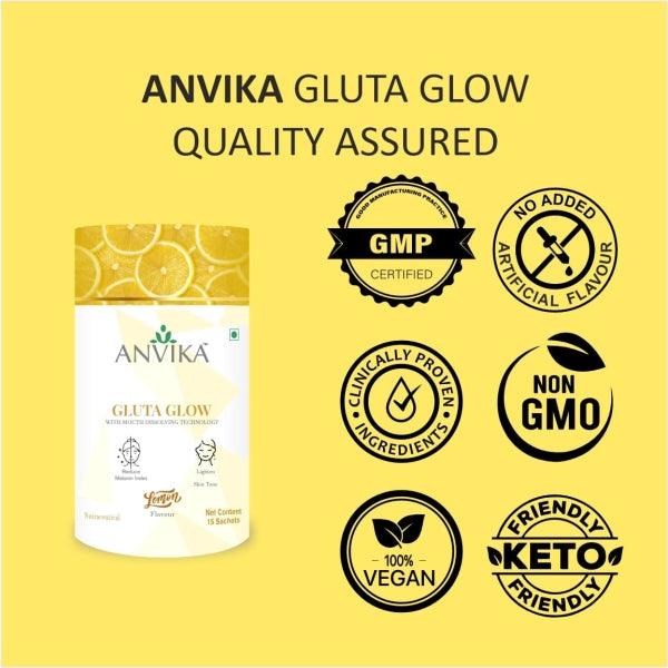 Anvika Gluta Glow Fast Acting Skin Brightening with Mouth Dissolving TechnologyGluta GlowAnvika Gluta Glow - Fast Skin Brightening | Mouth Dissolving