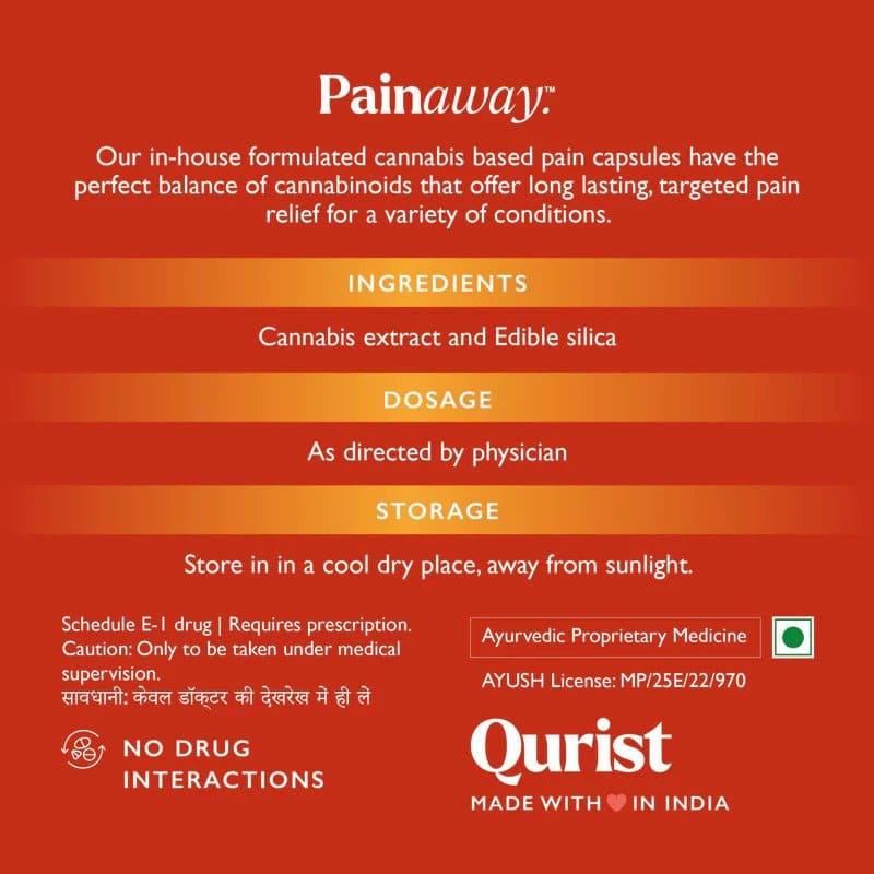 Qurist Painaway - Pain Relief CapsulesCBD capsulesQurist Painaway - Pain Relief Capsules | 25mg CBD + 25mg THC