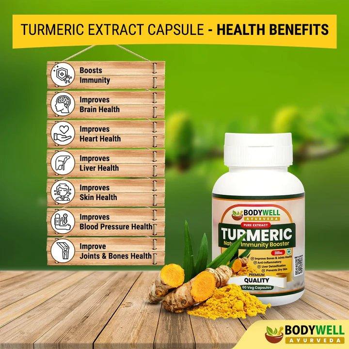 Bodywell Ayurveda - Turmeric Pure Extract Capsule | Anti-Inflammatory & Anti-Oxidant | Boosts Immunity |  300mgImmunity booster capsuleBodywell Ayurveda - Turmeric Pure Extract Capsule | Boosts Immunity