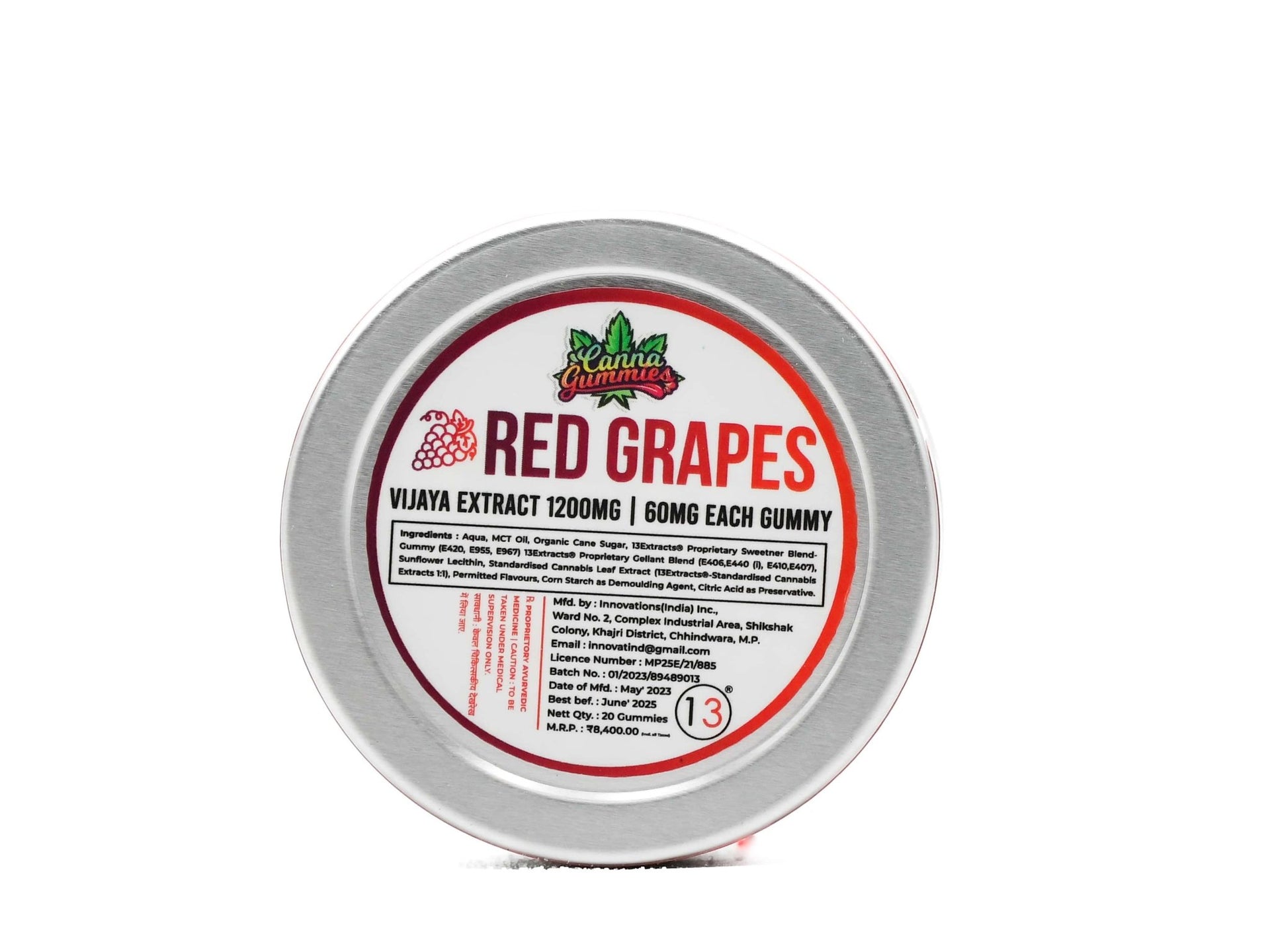 Canna Gummies - Cannabis Infused Gummies 1:1 - Red Grapes - CBD Store India
