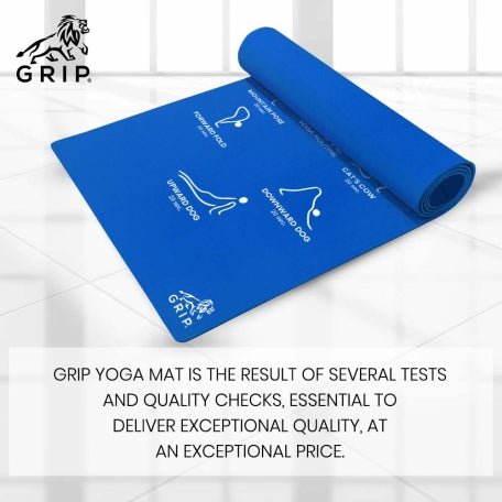 Grip Extra Large 38 Inches X 80 Inches, 13MM Thickness, Blue Color, Chakra With Alignment Design Yoga Mats For Men & Women - CBD Store India