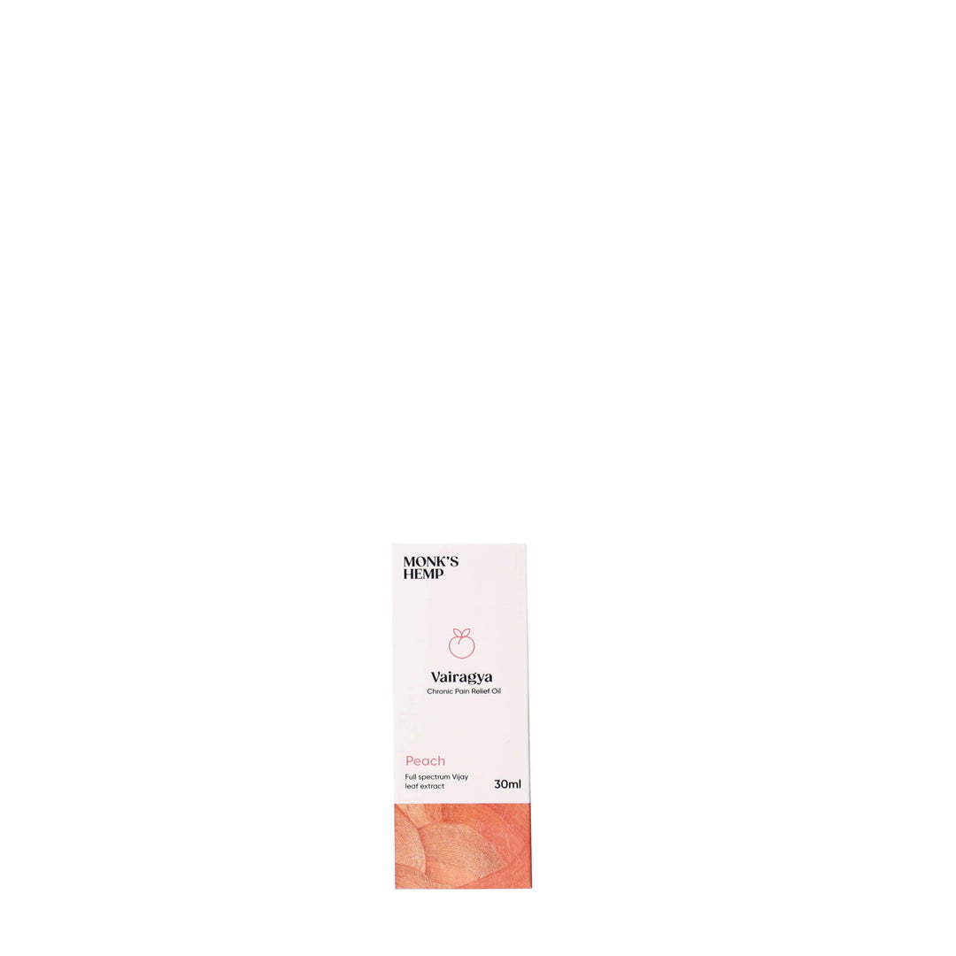 Monk's Hemp Vairagya - The Ultimate Relief CBD Oil (1:1) - PeachCBD + THC OilMonk's Hemp Vairagya CBD Oil - Pain Relief | Peach Flavor