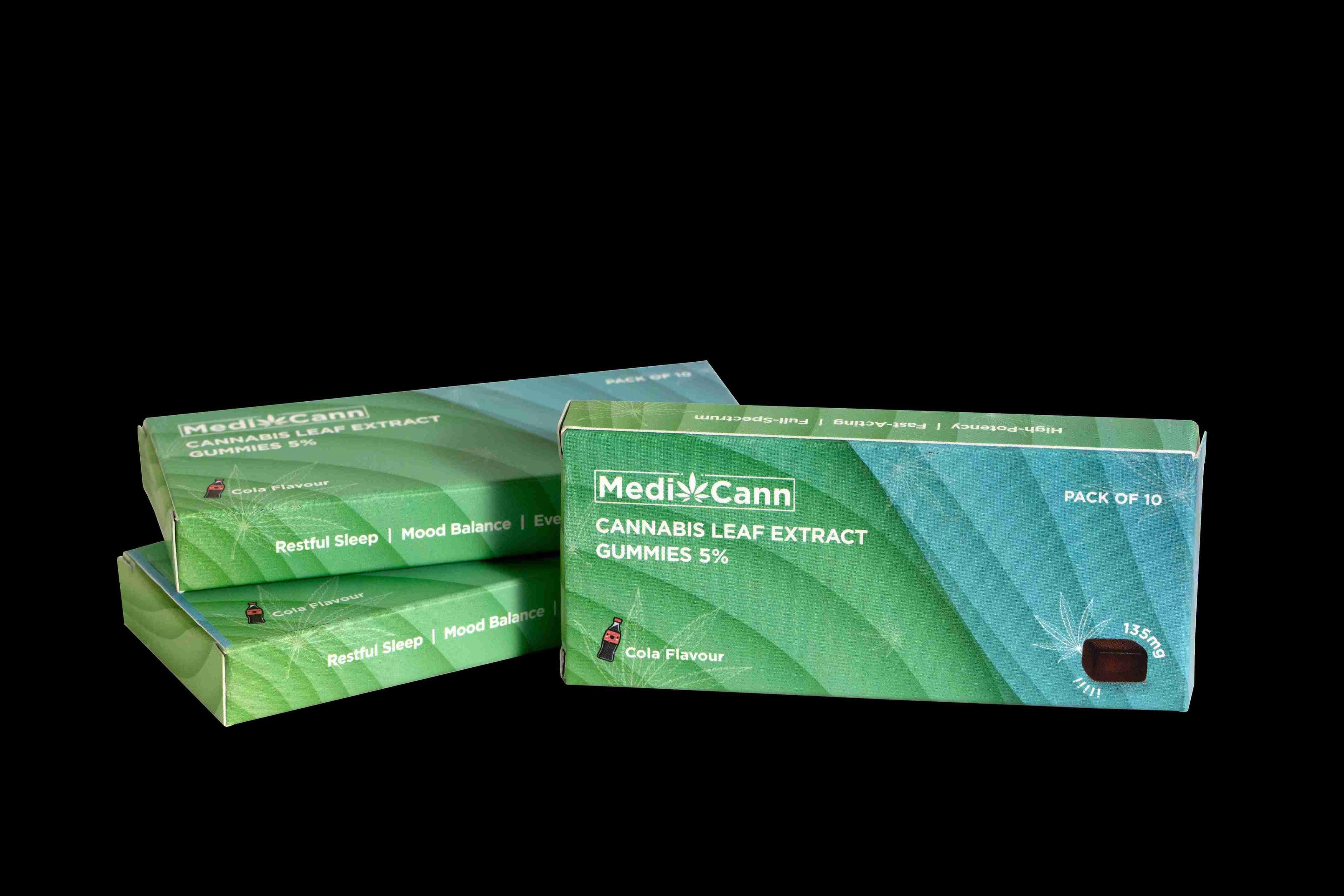 Medicann Cannabis Leaf Extract Gummies | 135mg Premium Vijaya Extract | Cola Flavour (10 Gummies).