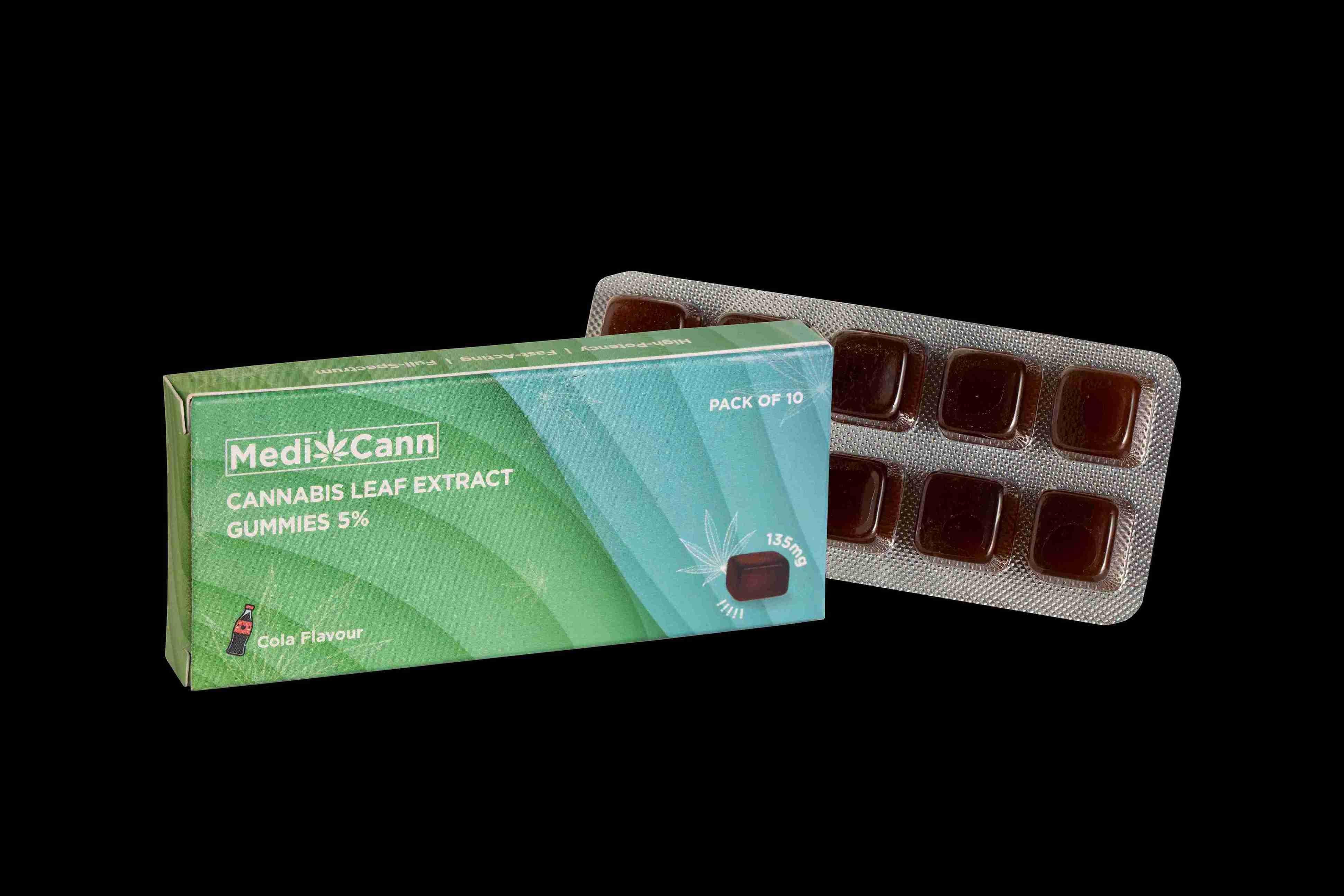 Medicann Cannabis Leaf Extract Gummies | 135mg Premium Vijaya Extract | Cola Flavour (10 Gummies).