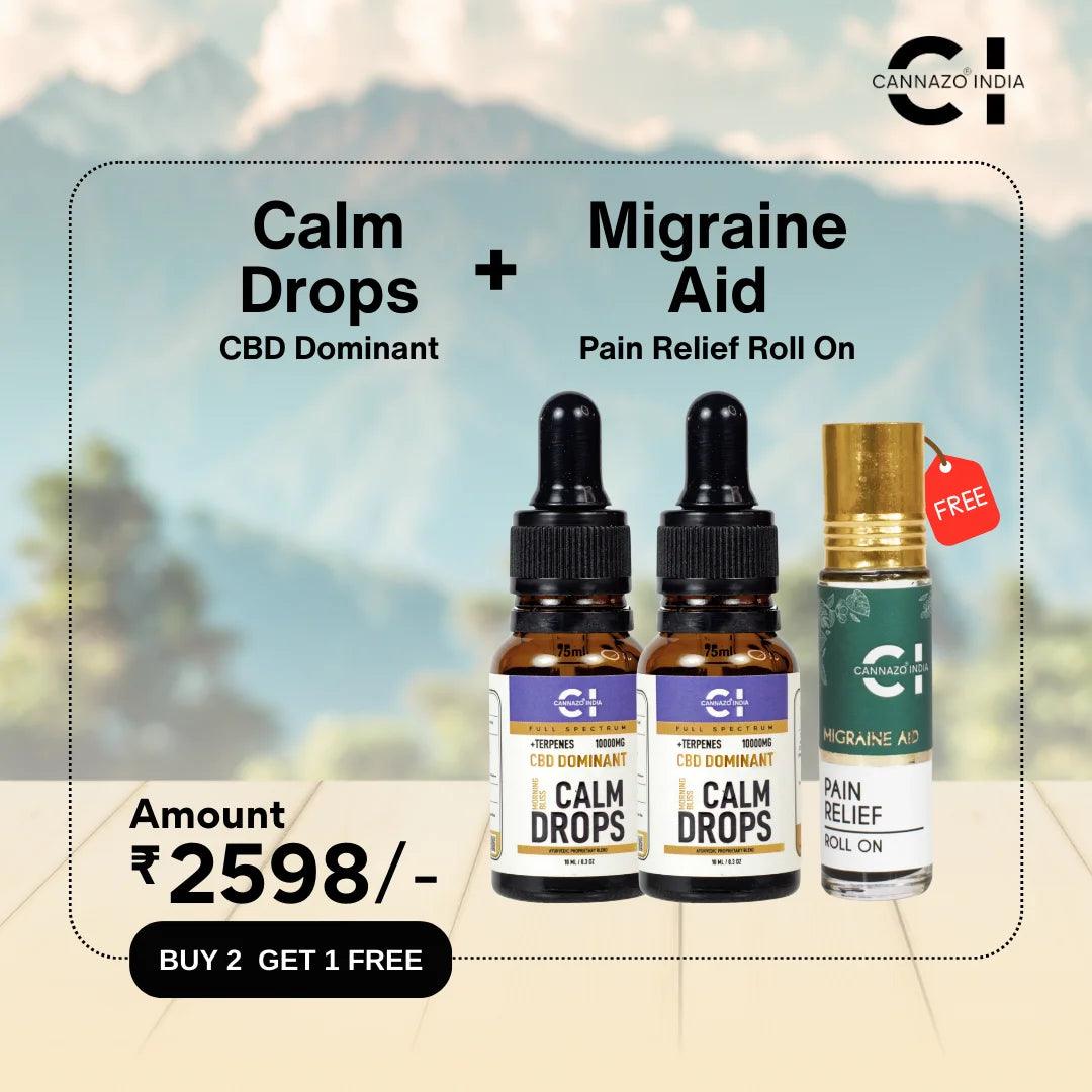 Cannazo- Deep Relaxation ( Stress Relief) - Calm Drops (Buy 2 Get 1 Migraine Aid Free)Wellness BundlesCannazo Calm Drops - CBD for Stress Relief | Buy 2, Get 1 Free