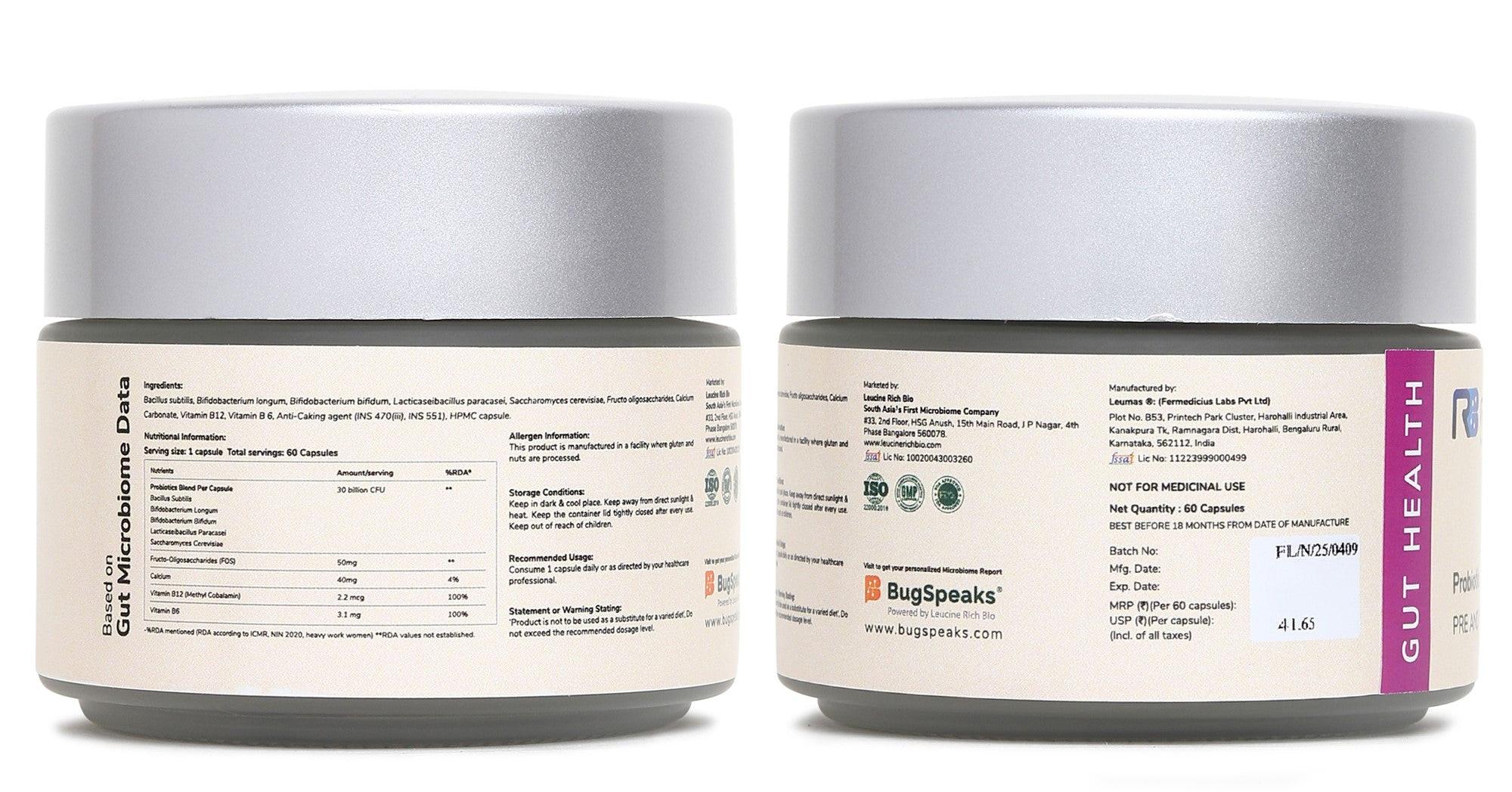 RychBiome by BugSpeaks - Probiotics Blend for Women Age 50+ (60 Capsules).
