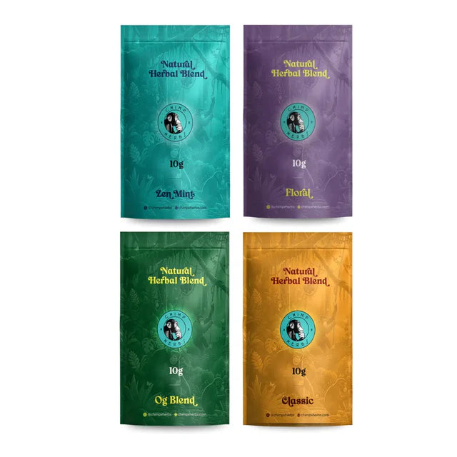Chimp x Herbs 4 Blend Kit (4 x 10G) + Free Earth Roll | Tobacco & Nicotine-Free Herbal Blends