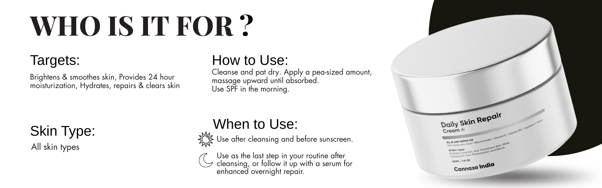 Cannazo Daily Skin Repair Cream | Hydration, Repair & Glow Formula.