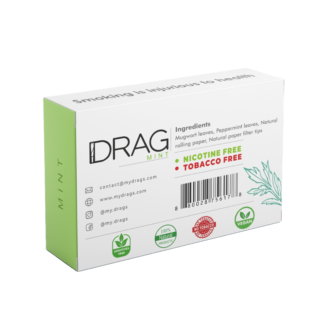 Drag Mint - Herbal Preroll | Mugwort & Peppermint Leaves | Tobacco-Free & Nicotine-Free