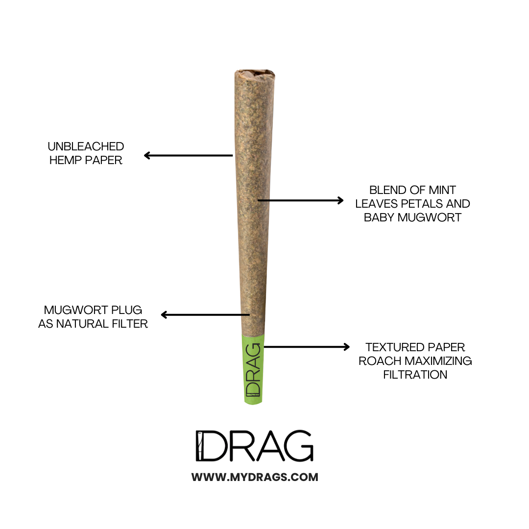 Drag Mint - Herbal Preroll | Mugwort & Peppermint Leaves | Tobacco-Free & Nicotine-Free