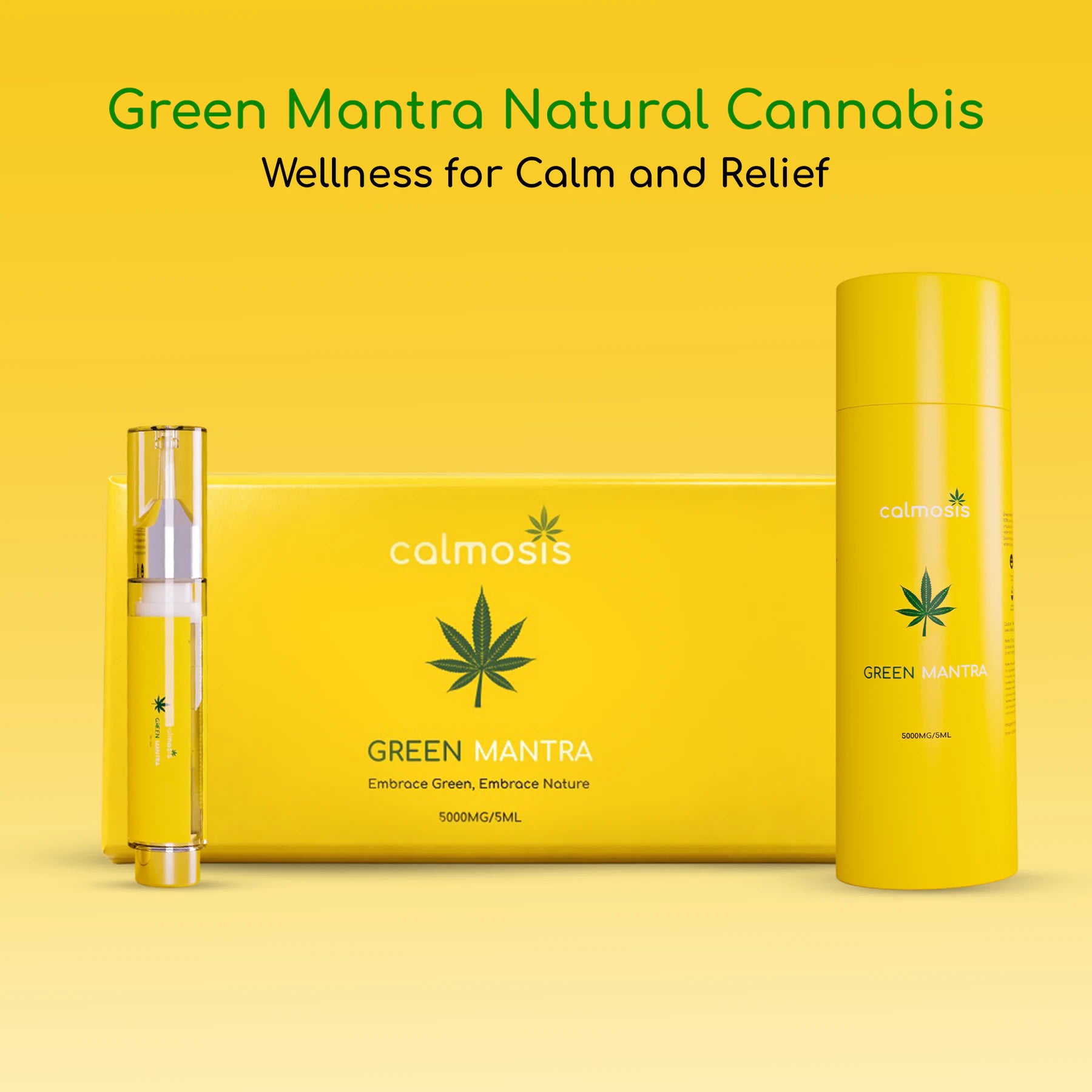 Calmosis Green Mantra Cannabis Extract 5000mg | Full Spectrum CBD+THC Paste for Pain, Stress & Inflammation