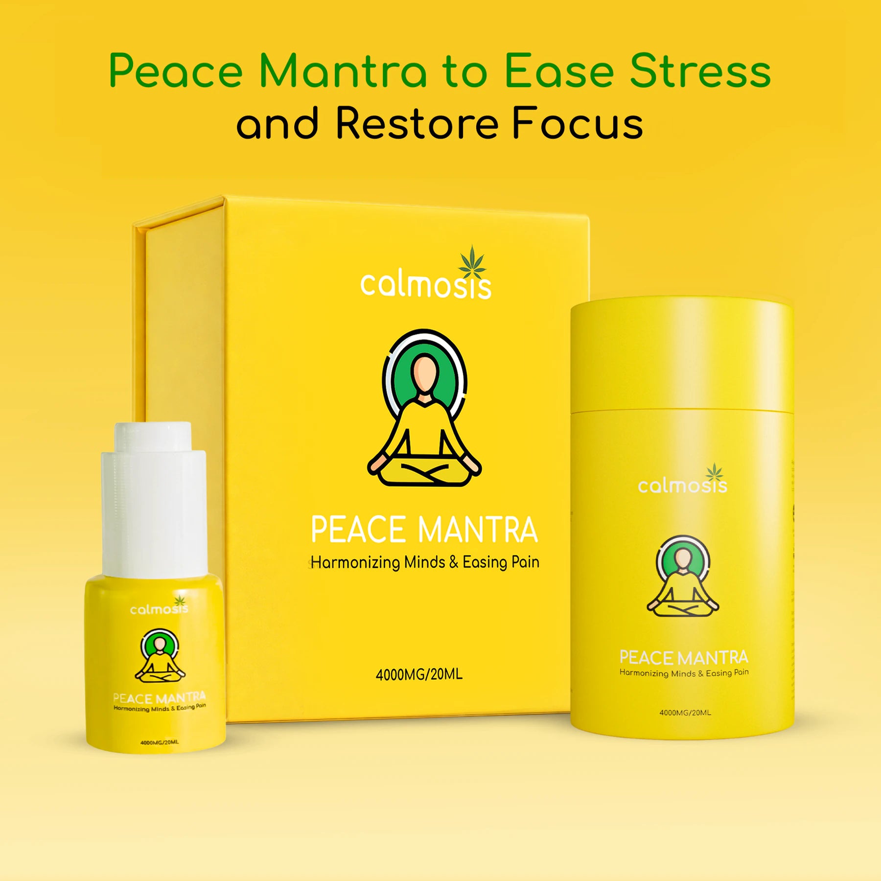 Calmosis Peace Mantra CBD+THC Oil 4000mg | Full Spectrum Cannabis Tincture for Stress, Anxiety & Pain Relief