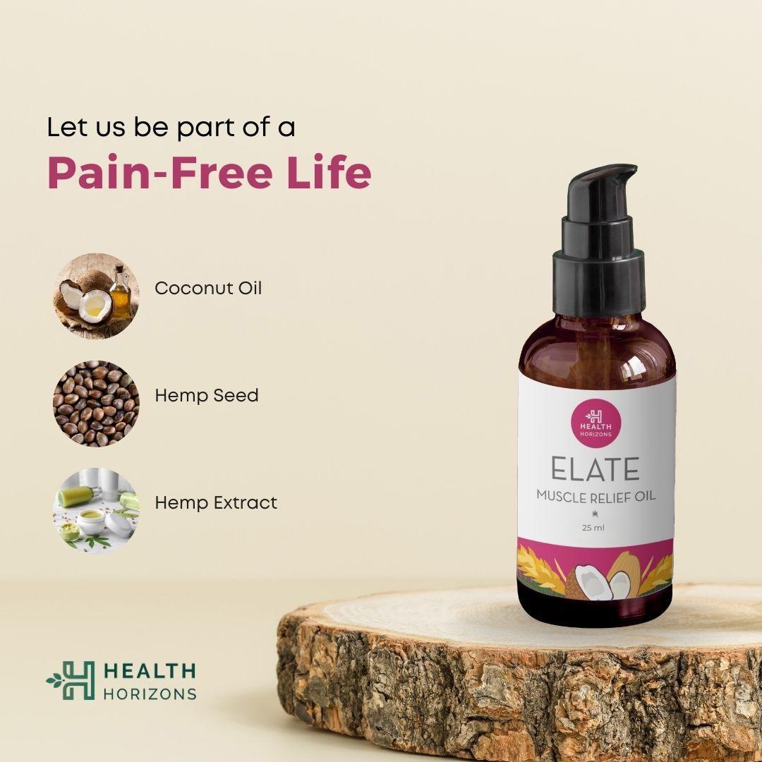 Health Horizon Elate | Muscle Relief Oil | Hemp Oil for Muscle Pain Relief.