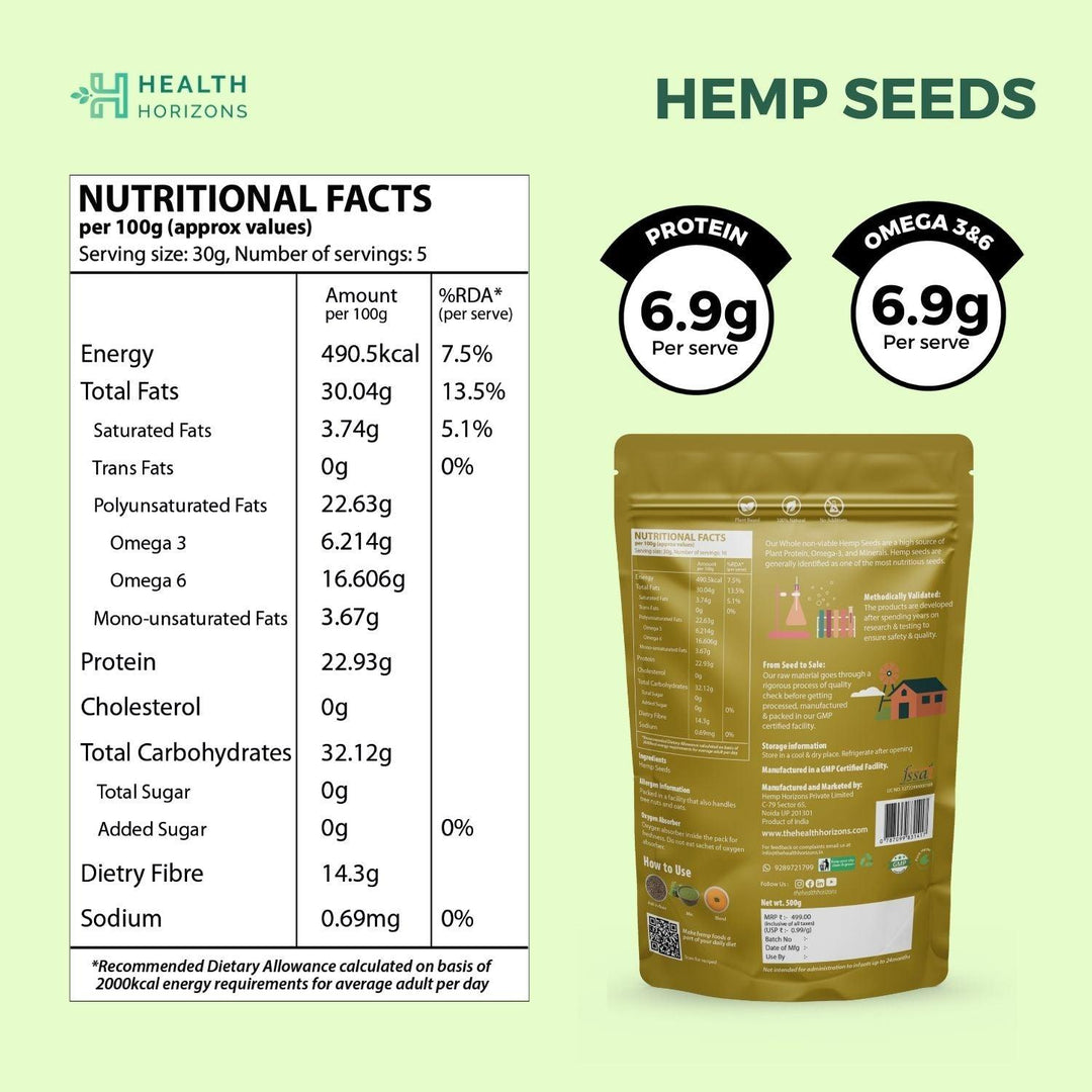 Health Horizons Raw Hemp Seeds - Healthy Snack to Boost ImmunityHemp SeedHealth Horizons Raw Hemp Seeds | Healthy Snack to Boost Immunity