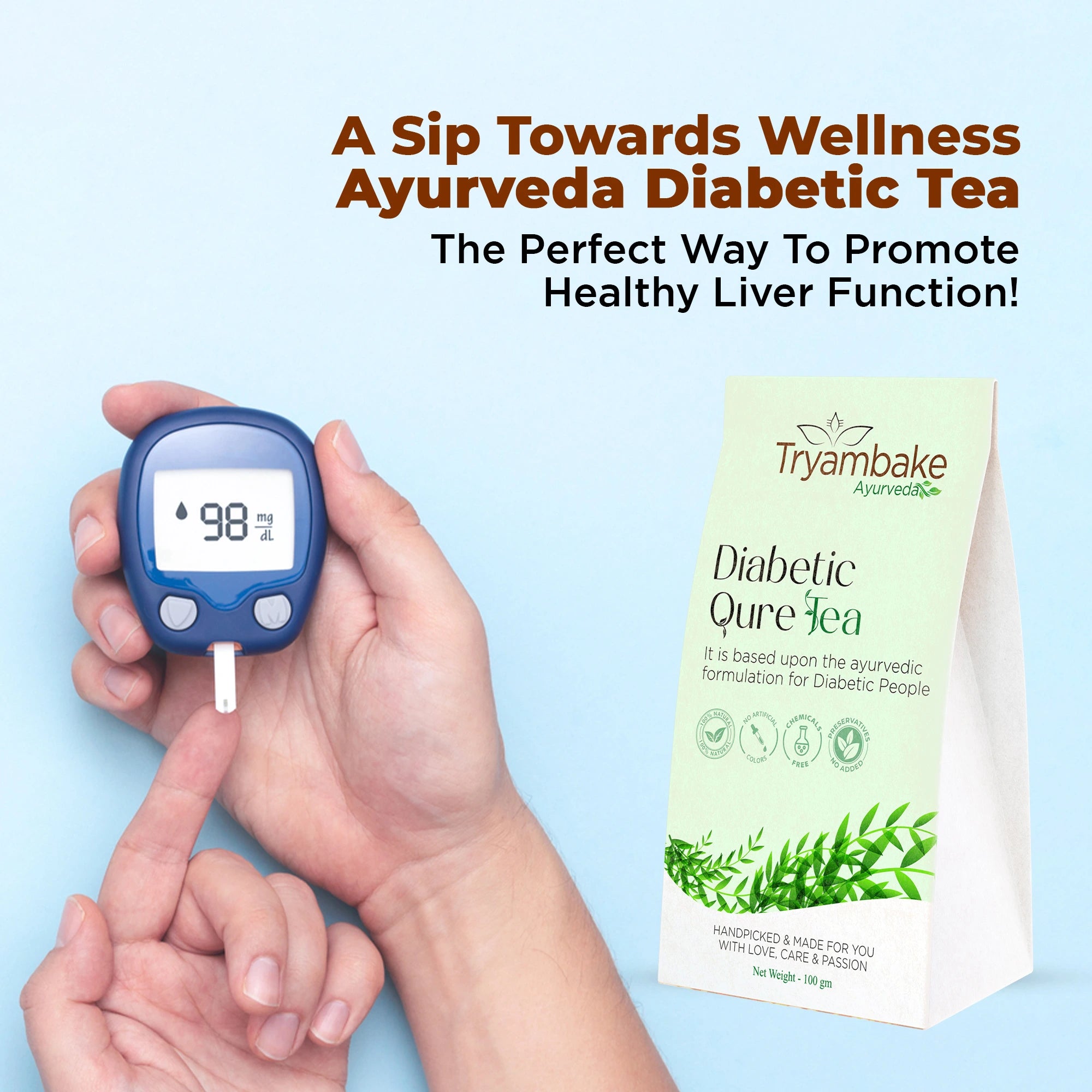 Tryambake Ayurveda Diabetic Qure Tea | Herbal Blend for Blood Sugar Support.