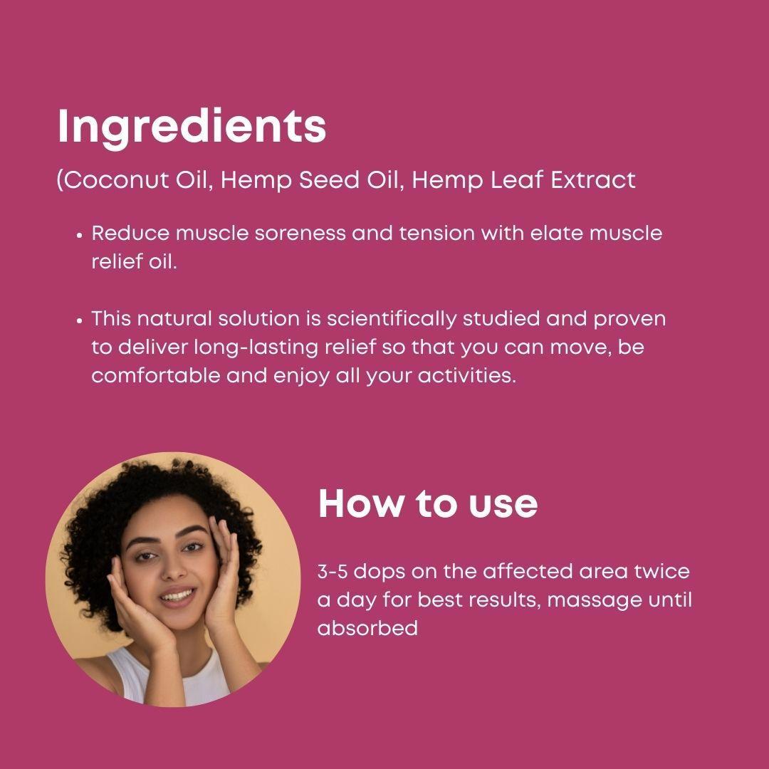 Health Horizon Elate | Muscle Relief Oil | Hemp Oil for Muscle Pain Relief.