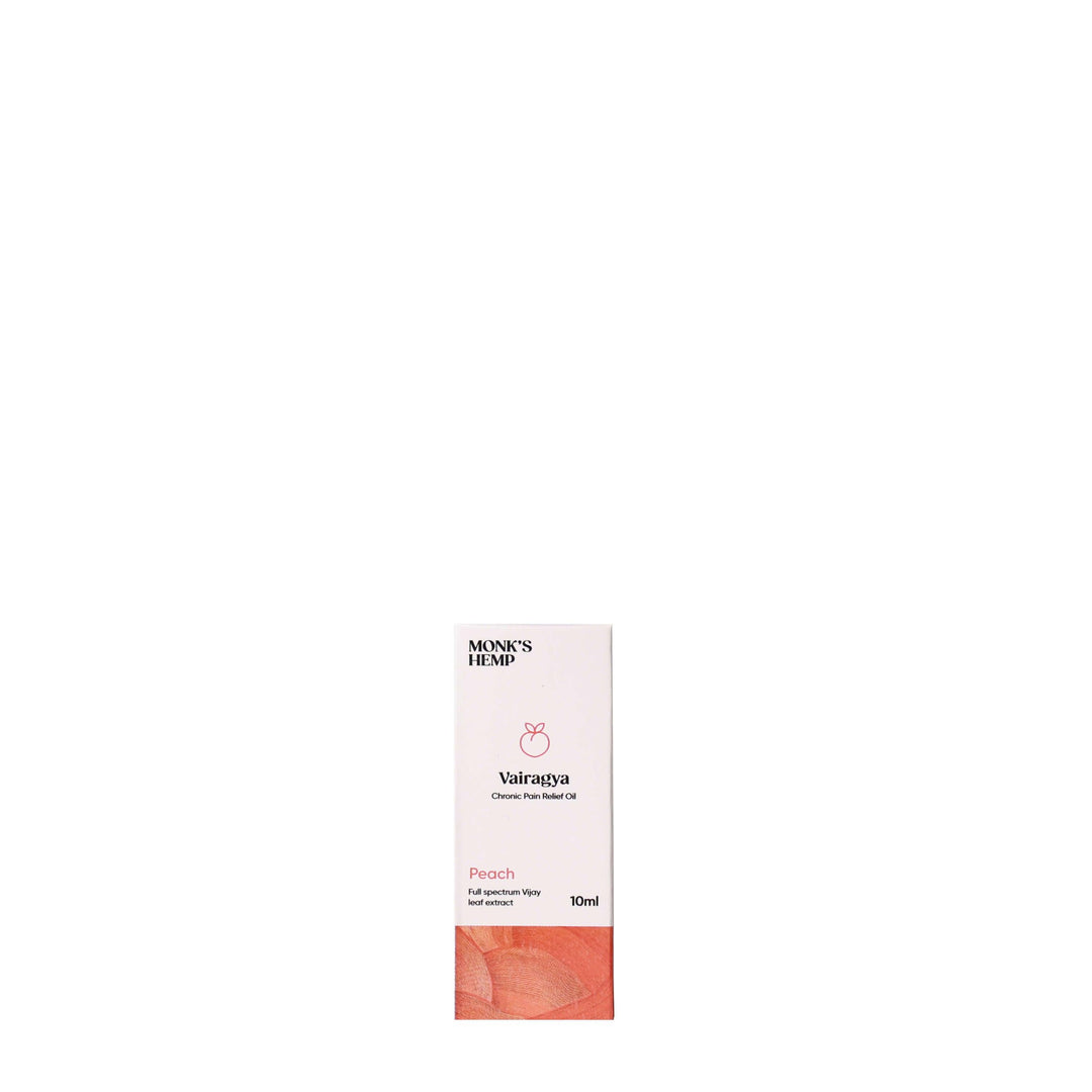 Monk's Hemp Vairagya - The Ultimate Relief CBD Oil (1:1) - PeachCBD + THC OilMonk's Hemp Vairagya CBD Oil - Pain Relief | Peach Flavor