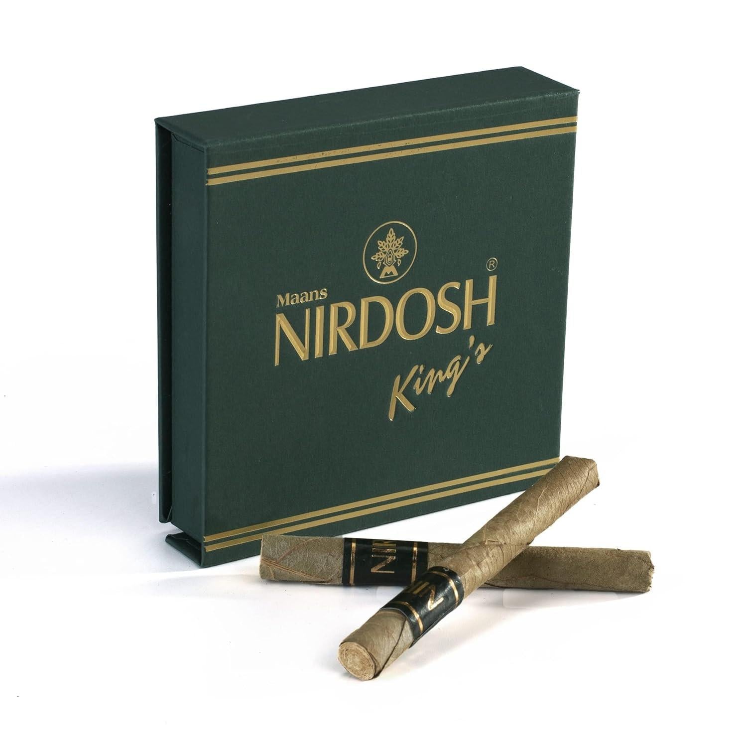 Nirdosh King’s Herbal Smoke – Tobacco & Nicotine Free | Ayurvedic Cigar Alternative | 95mm | 5 Pack.