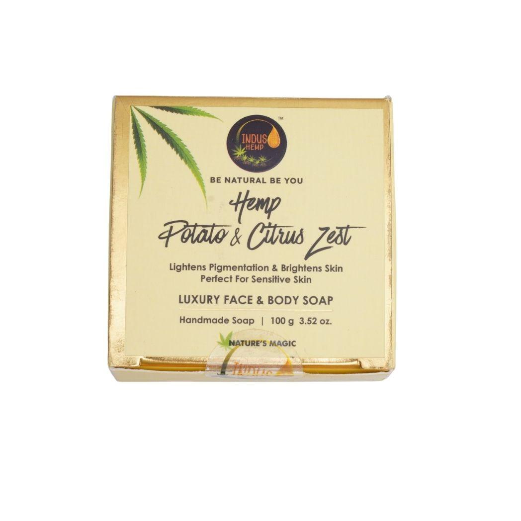 Indus Hemp Potato & Citrus Zest | Luxury Face & Body Soap | Lightens Pigmentation & Brightens Skin Perfect For Sensitive Skin.