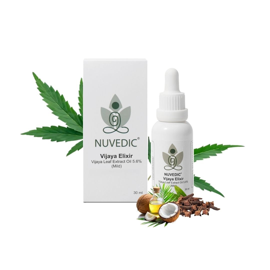 Nuvedic- Vijaya Elixir Vijaya Leaf Extract Oil 5.6% (Mild) 30mlCannabis OilVijaya Elixir Oil - Natural Relief & Sleep | 5.6% Extract