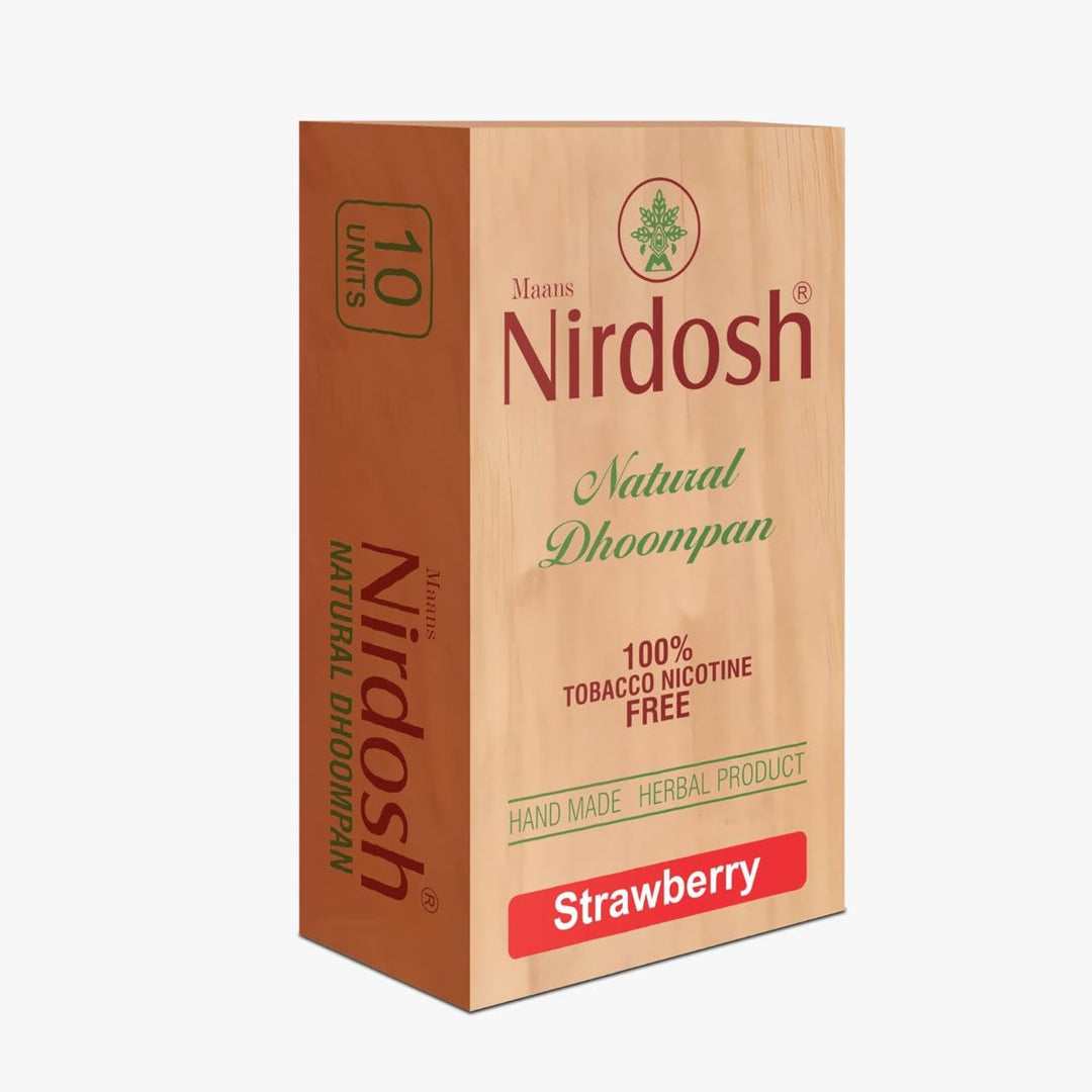 Nirdosh Herbal Smoke Sticks – Strawberry Flavor | 100% Tobacco & Nicotine-Free (Pack of 10)