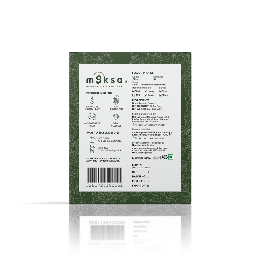 Moksa product packaging with label on a white background