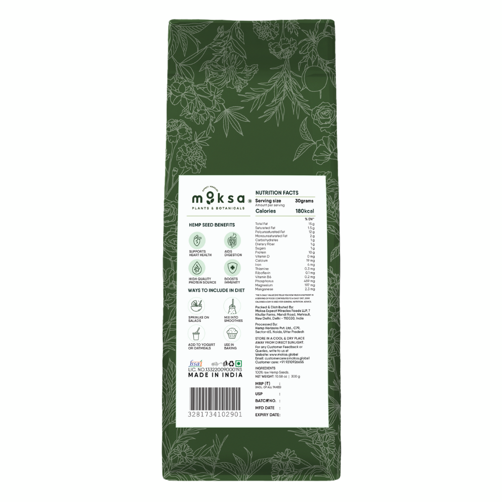 Moksa Organic Hemp Seeds – Complete Protein & Omega-Rich Superfood Seeds