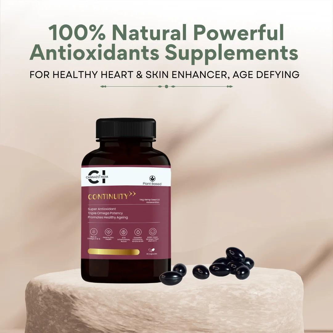 Cannazo- Anti Aging Kit – Continuity Placidiol, Hemp Seed Softgels, Hemp Heart, Hemp Seed.