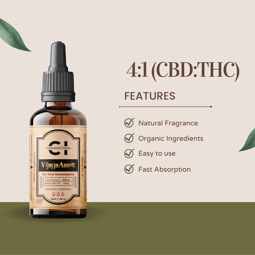 Cannazo - Vijaya Amrit CBD Rich Oil ( 4:1 ) 6650mg/50mlCannabis OilCannazo - Vijaya Amrit CBD Oil (4:1) | CBD Store India