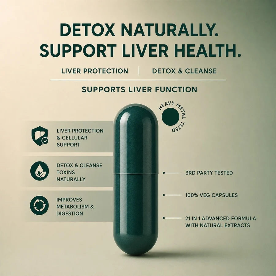 Rooted Actives Liver Detox 21-in-1 Milk Thistle, NAC & Dandelion Herbal Formula - Multi-Ingredient Daily Capsules
