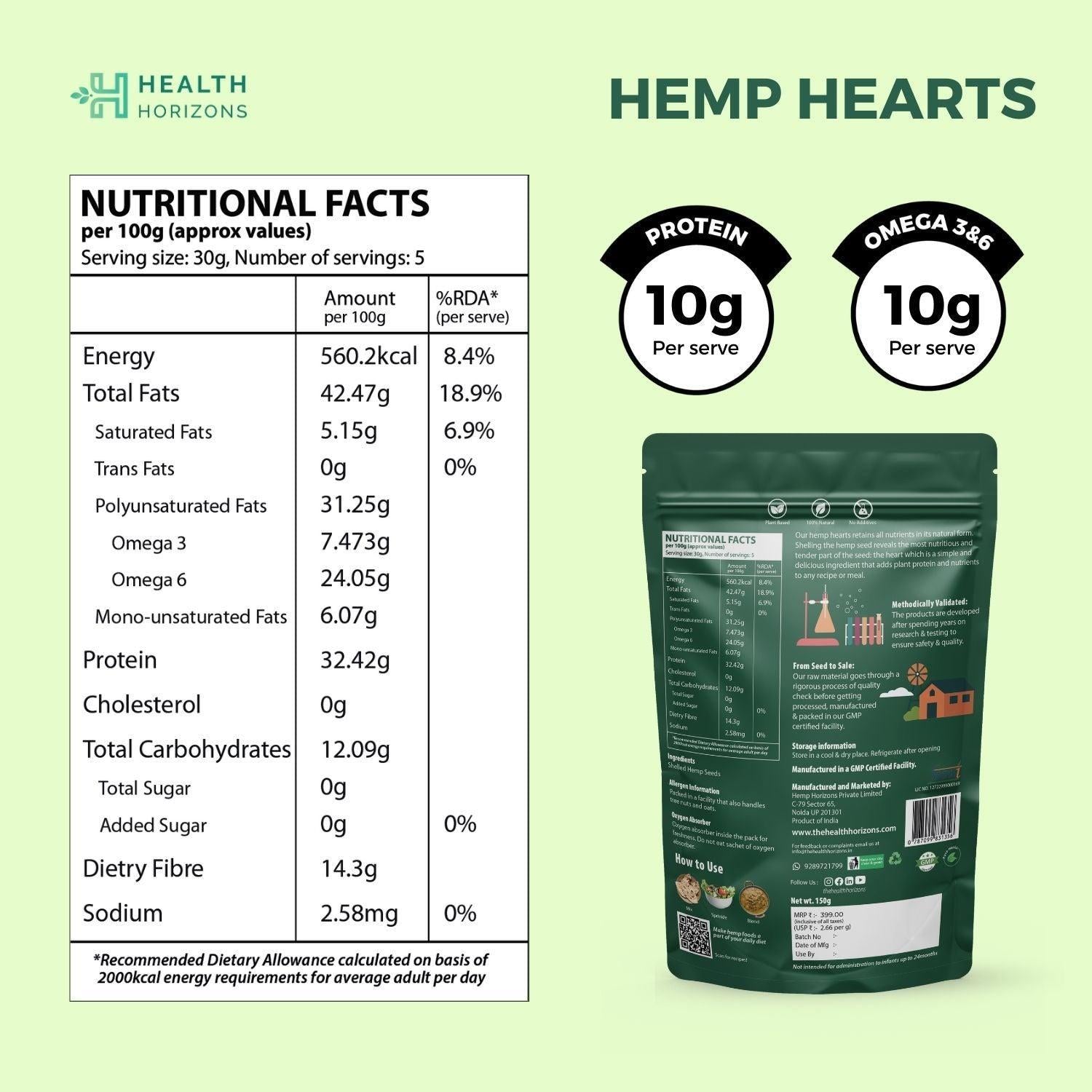 Health Horizons Hemp Hearts - Healthy Snack to Boost Immunity.