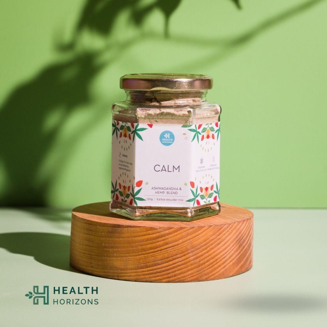 Health Horizons Calm | Ashwagandha and Hemp Blend | Powder for Stress Relief (120 gm).