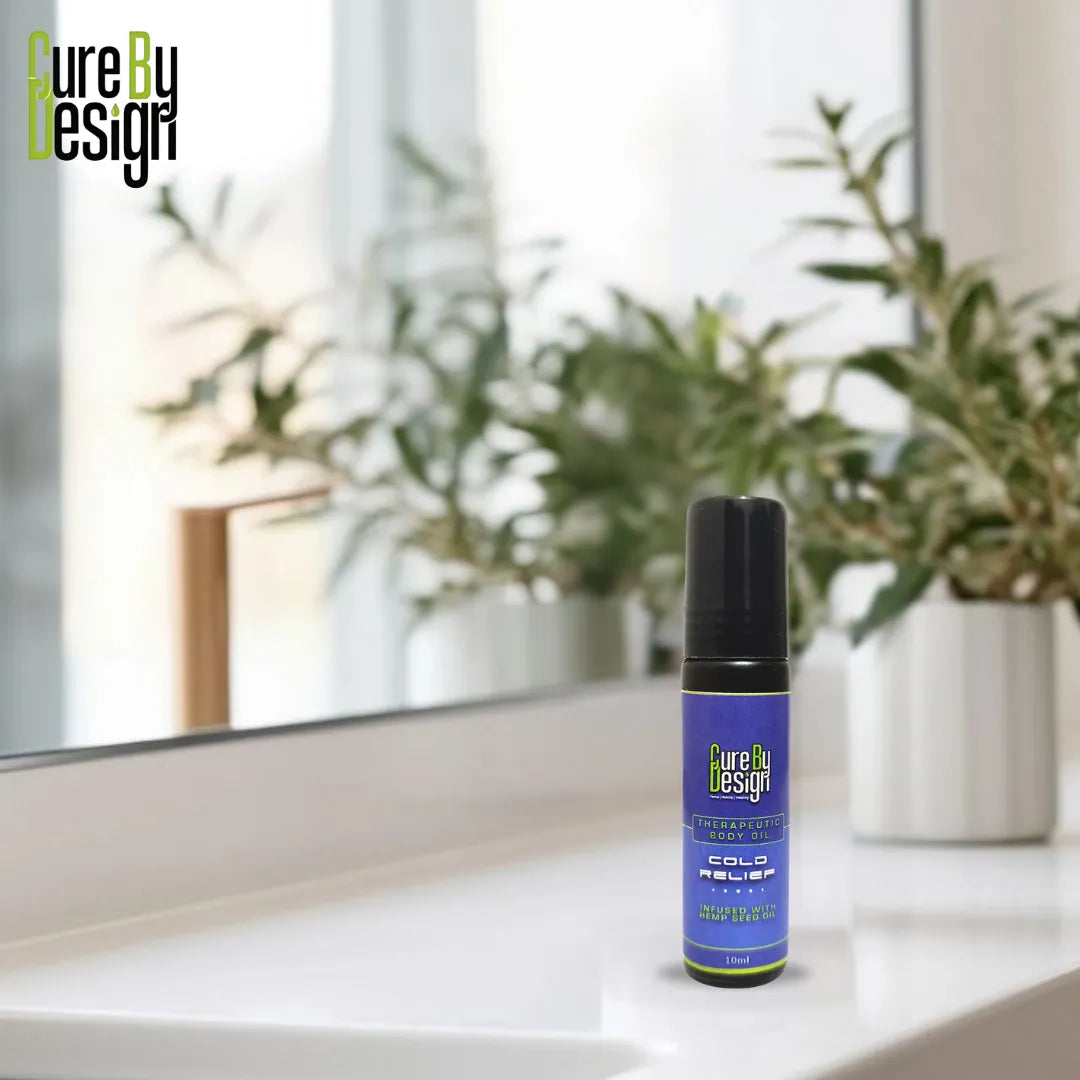 Cure By Design Therapeutic Healing Roll On – Cold Relief with Hemp Seed & Essential Oils (10ml).