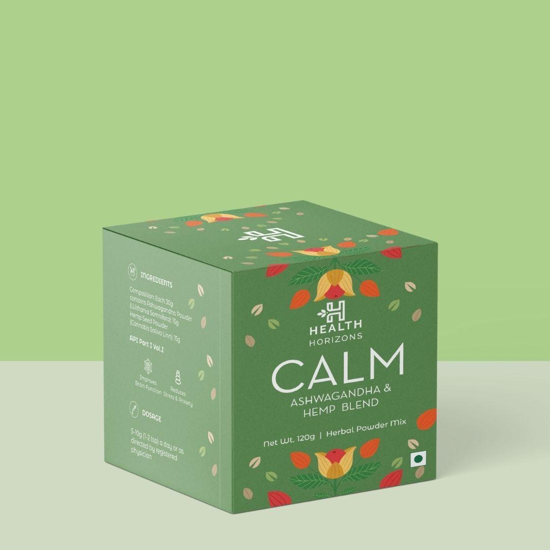 Health Horizons Calm | Ashwagandha and Hemp Blend | Powder for Stress Relief (120 gm).
