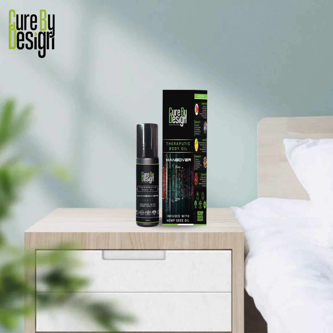 Cure By Design Therapeutic Healing Roll On – Hangover Relief with Hemp Seed & Essential Oils (10ml).