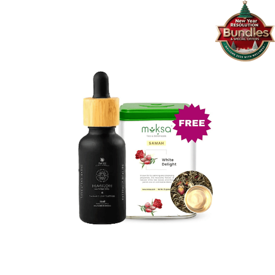 Wellness Products - Special Offer - Free Moksa - White Delight Loose Leaf Tea With Twiee - Magicon Magishroom Cannabis Leaf Tincture (30ml)