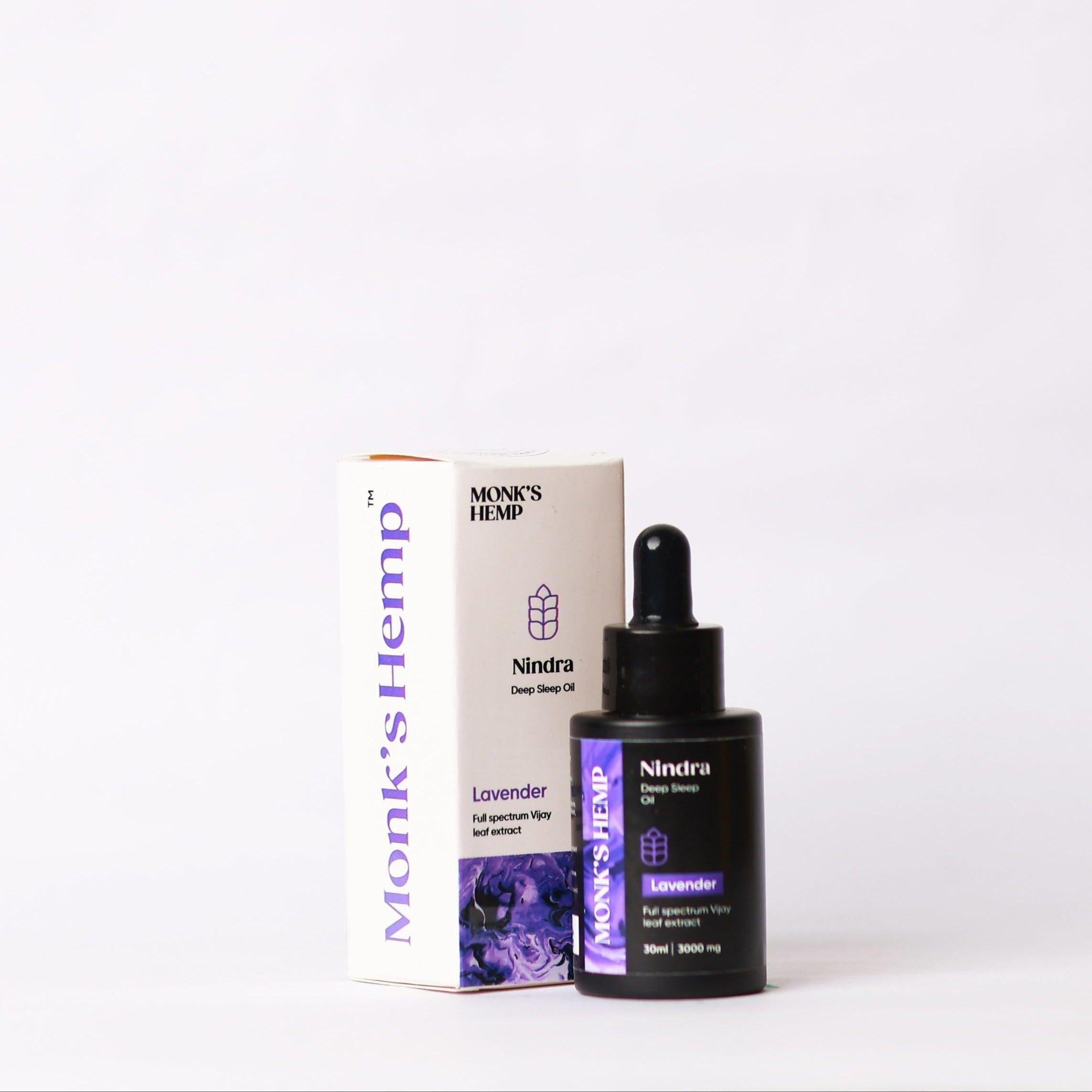 Monk's Hemp Nindra (1:1) Deep Sleep CBD Oil- Lavender (30ml).