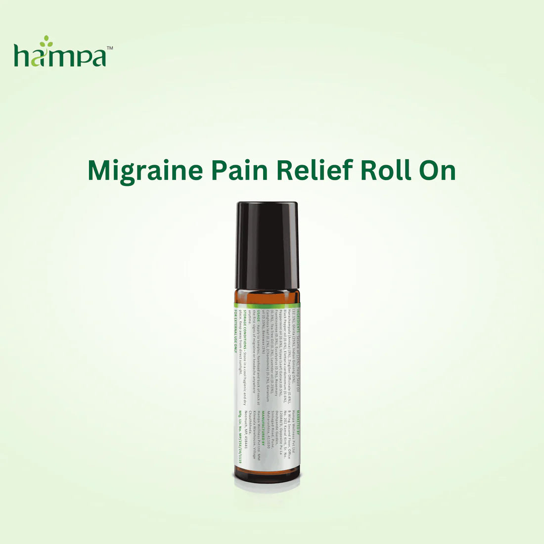 Hampa Wellness Migraine Pain Relief Roll OnRoll on