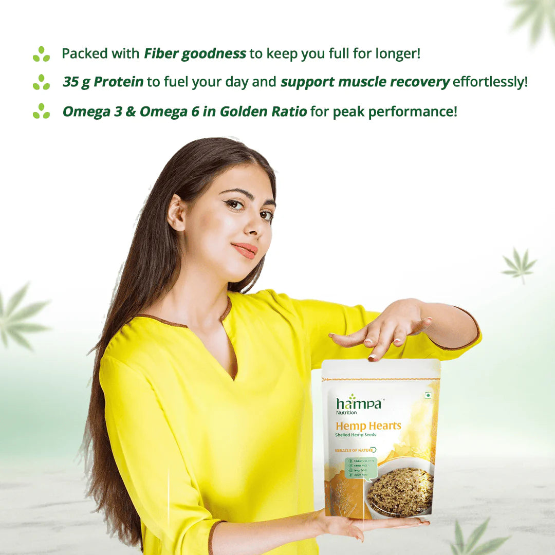 Hampa Wellness - Hemp Hearts | Shelled Hemp SeedsHemp HeartsHampa Hemp Hearts - Nutrition Benefits | Protein & Omega